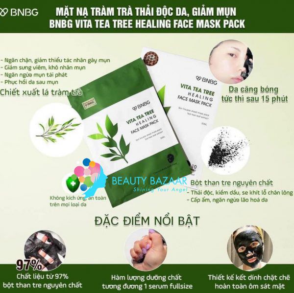 Mặt Nạ Tràm Trà Trị Mụn BNBG Vita Tea Tree Healing Face Mask Pack 30ml