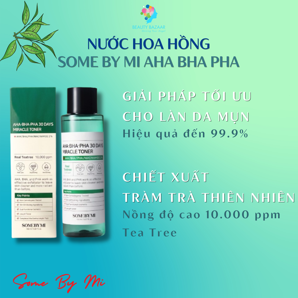 Nước Hoa Hồng giảm mụn làm sạch da tẩy tế bào chết Some By Mi AHA BHA PHA 30 Days Miracle Toner 150ml