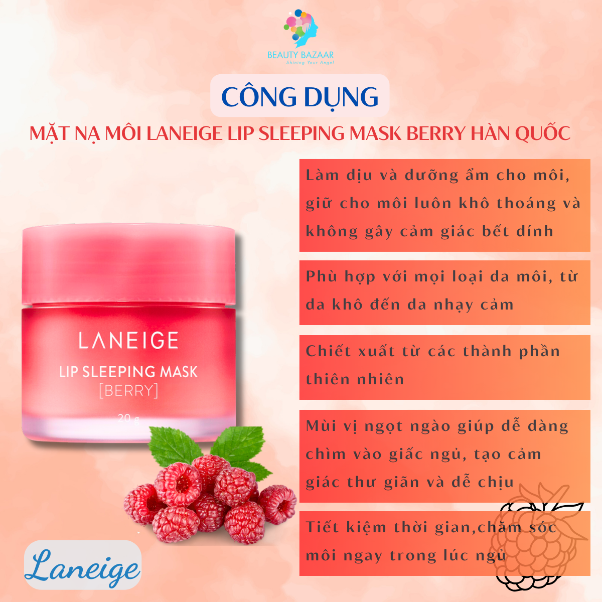 Mặt Nạ Ngủ Môi Mềm Mịn Laneige Lip Sleeping Mask Berry