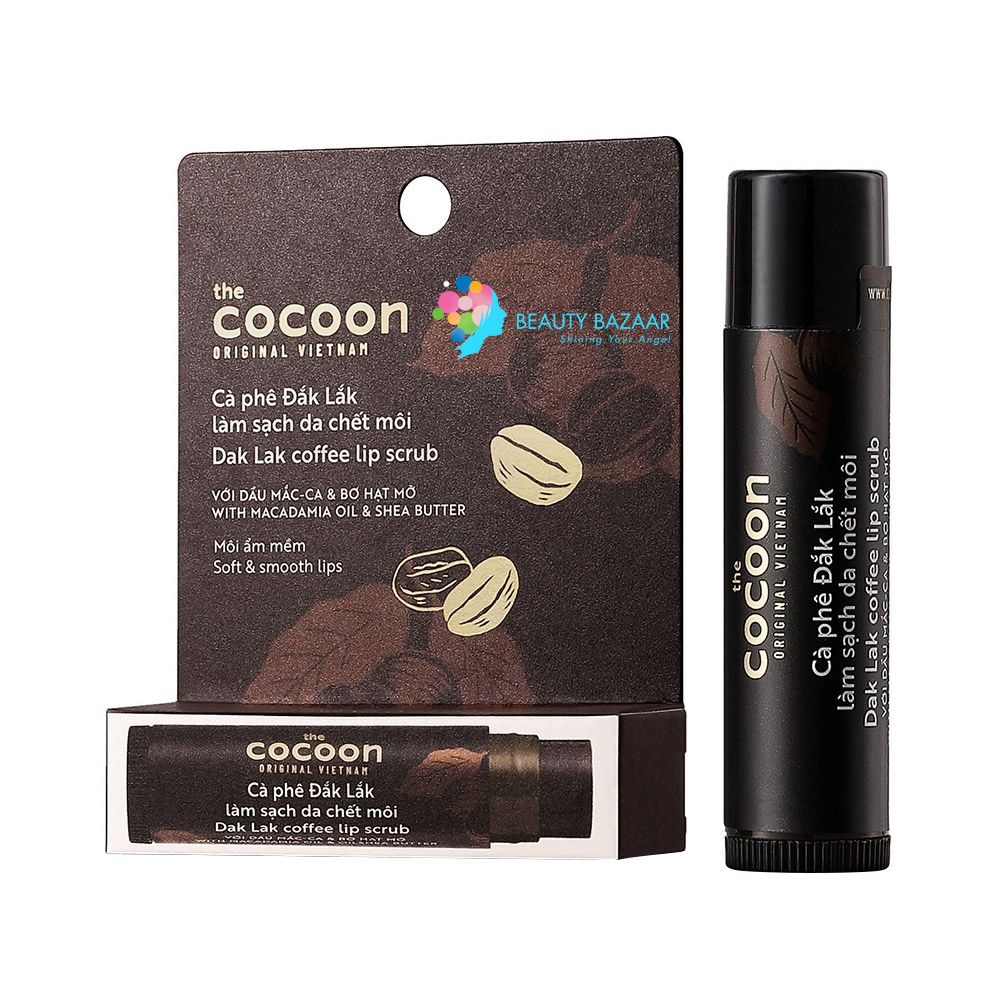 Tẩy tế bào chết môi, dưỡng ẩm chiết xuất cà phê Cocoon Dak Lak Coffee Lip Scrub 5g