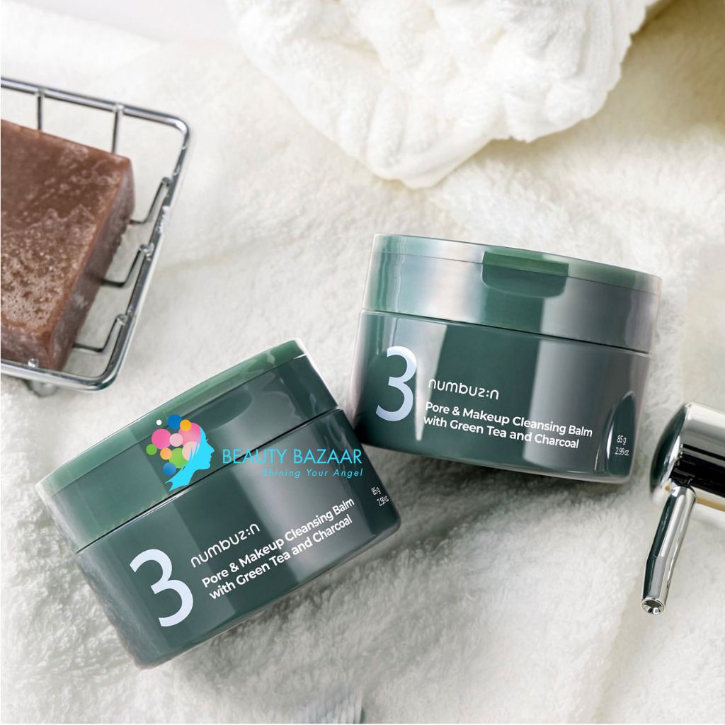 Sáp Tẩy Trang Sạch Mụn Đầu Đen Numbuzin No.3 Pore & Make Up Cleansing Balm With Green Tea And Charcoal 85g