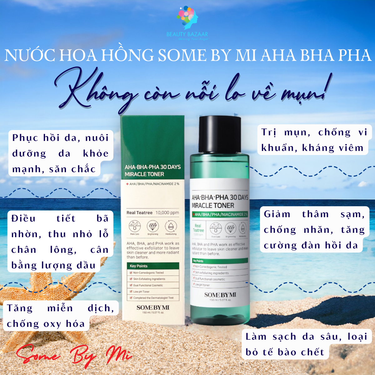 Nước Hoa Hồng Trị Mụn 30 Ngày Some By Mi AHA BHA PHA 30 Days Miracle Toner 150ml