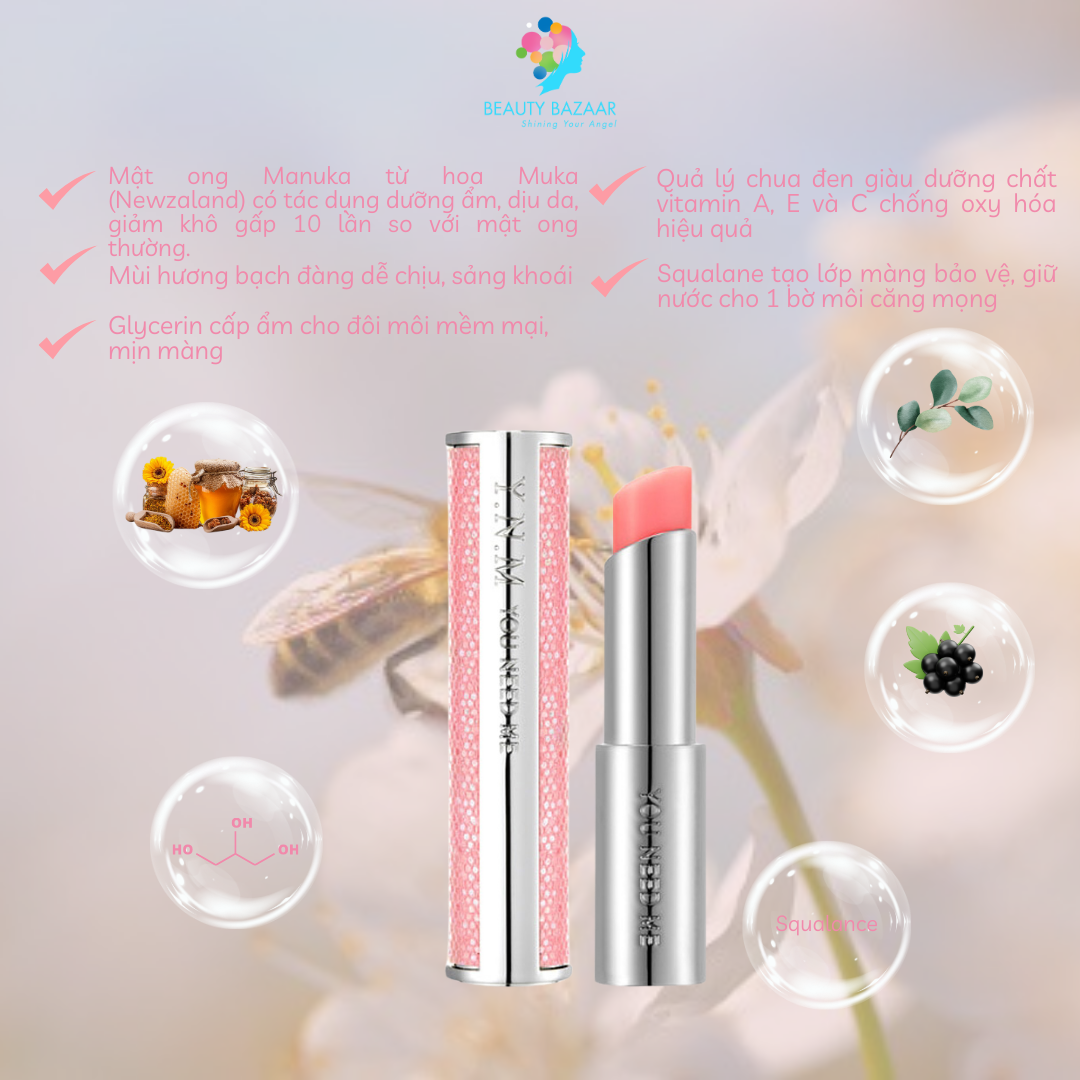 Son dưỡng môi YNM Candy Honey Lip Balm dưỡng hồng môi - Son dưỡng môi không màu và dưỡng có màu tự nhiên