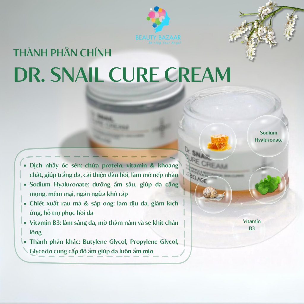 Kem Lebelage Dr. Cure Cream Phục Hồi Dưỡng Ẩm Ngừa Mụn Trắng Da Tái Tạo Da Trẻ Hoá Da 70ml
