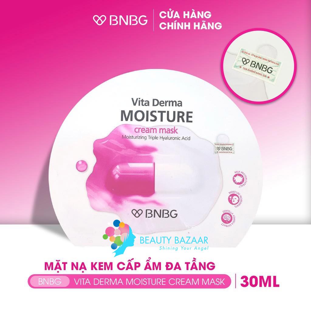 Mặt Nạ Kem Dưỡng Da ẩm Mịn BNBG Vita Derma Moisture Cream Mask 30ml (Hồng)