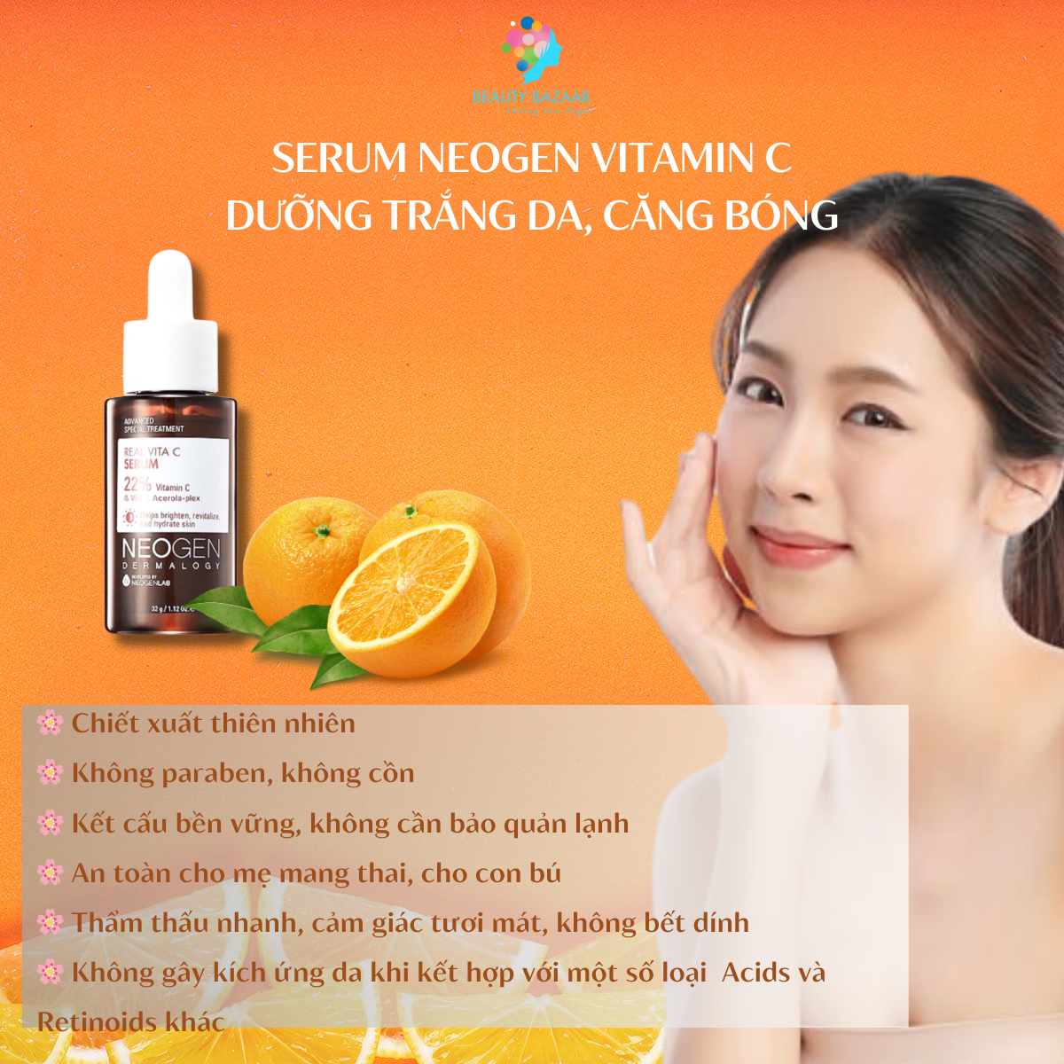 Serum Vitamin C dưỡng trắng da căng bóng Neogen Vitamin C 22% Niacinamide 5% cho da dầu mụn 32ml