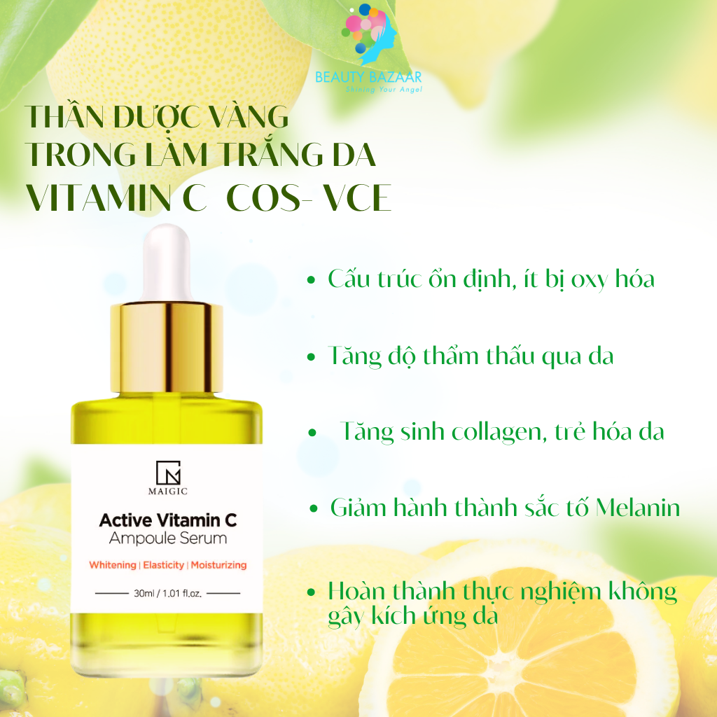 Serum Vitamin C Maigic Active Vit C Ampoule dưỡng trắng da mờ thâm giảm mụn