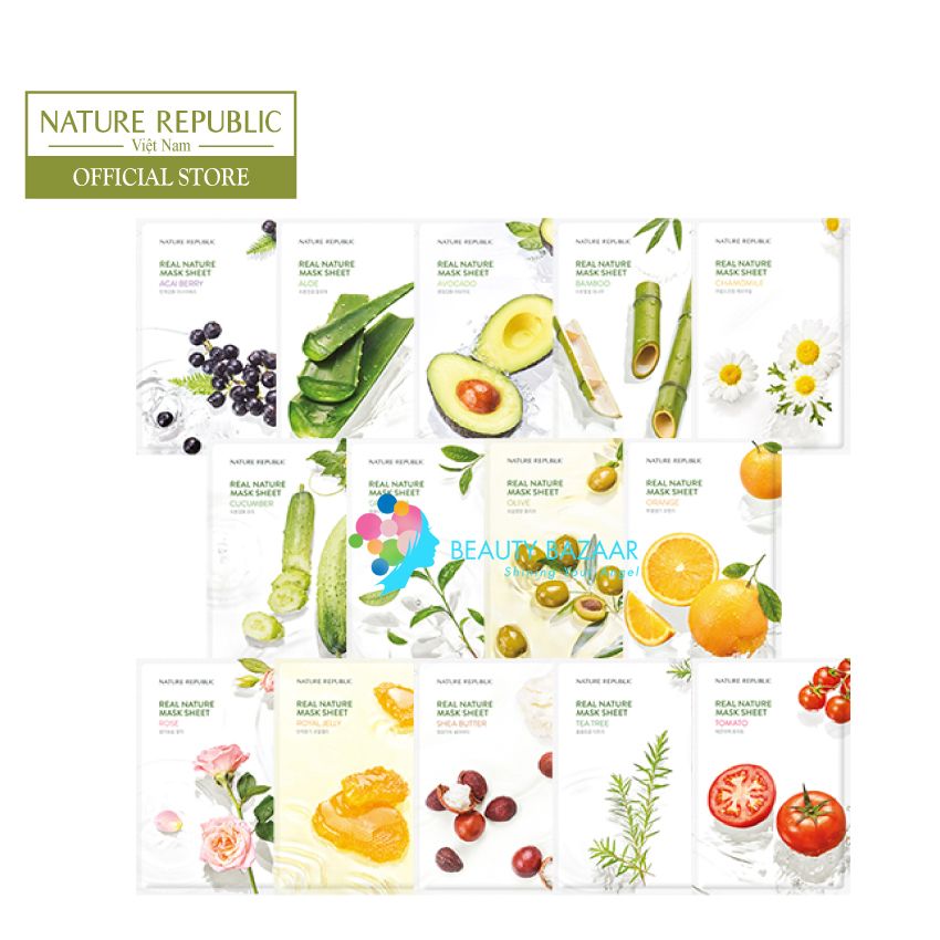 Mặt nạ giấy dưỡng ẩm Nature Republic Real Nature Mask Sheet 23ml (1 miếng)