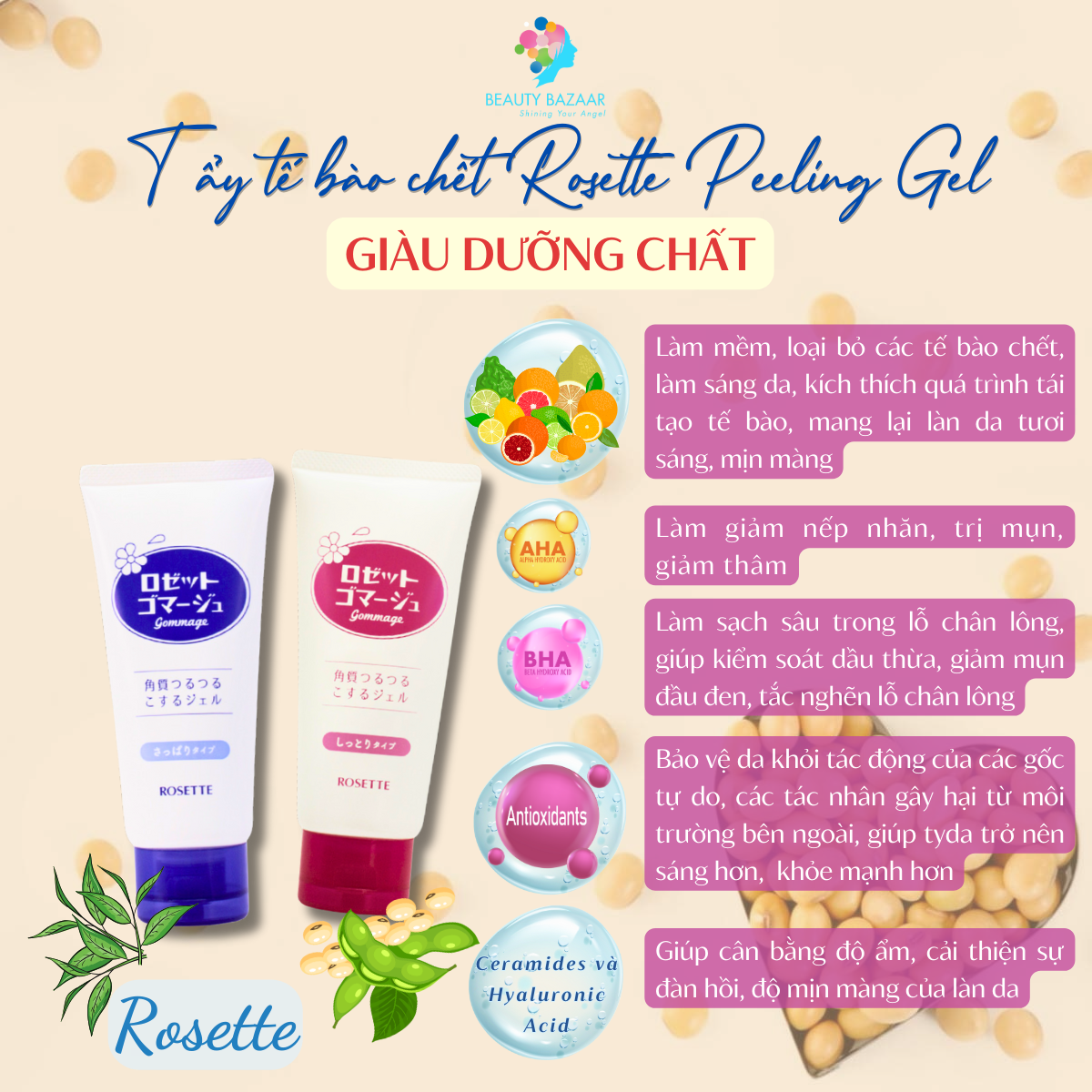Tẩy tế bào chết da mặt, tẩy da chết số 1 Cosme Rosette Gommage Peeling - Nhật Bản 120g