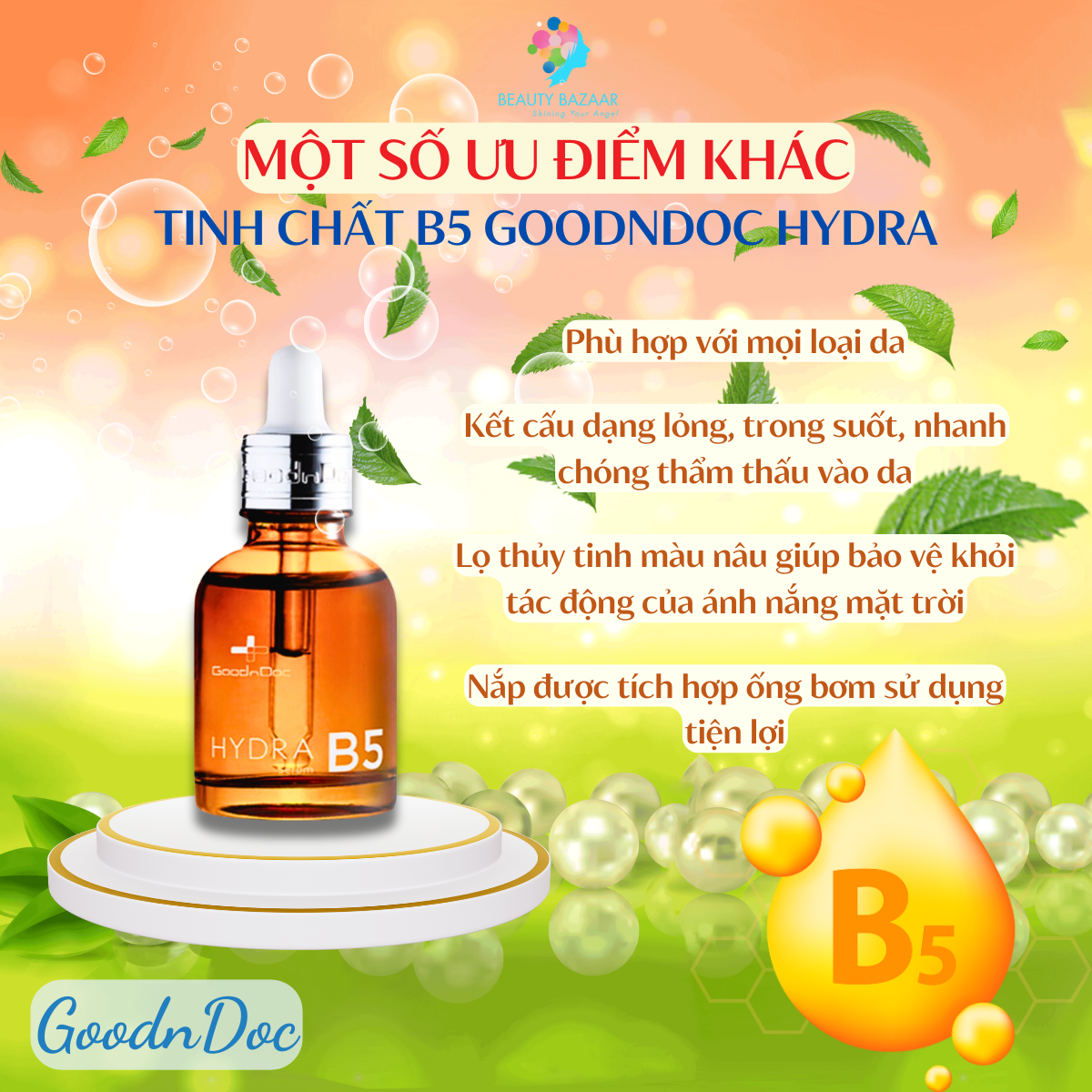 Tinh chất B5 dưỡng ẩm phục hồi bề mặt da GoodnDoc Hydra B5 Serum Vitamin Hydra B5 Pro Vitamin B5