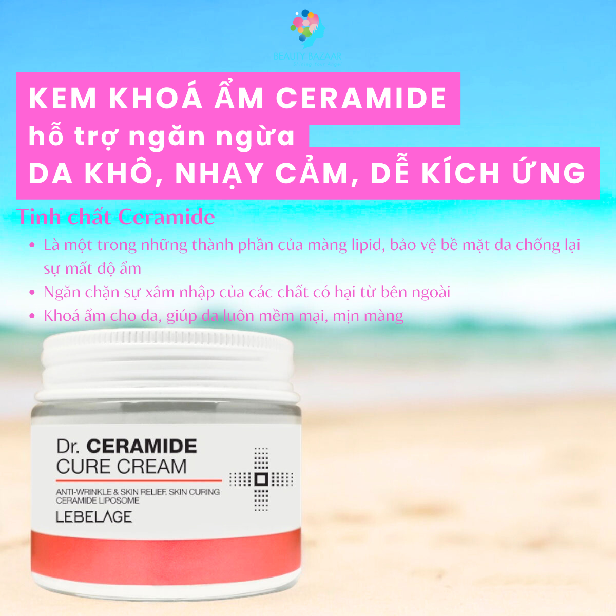 Kem Lebelage Dr. Ceramide Cure Cream Khoá Ẩm Bảo Vệ Phục Hồi Trắng Da Tái Tạo Da Trẻ Hoá Da 70ml