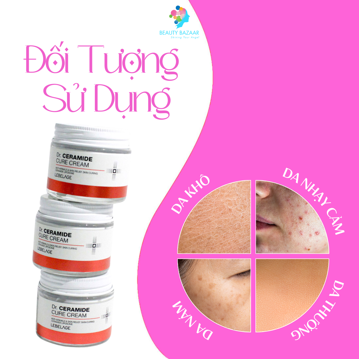 Kem Lebelage Dr. Ceramide Cure Cream Khoá Ẩm Bảo Vệ Phục Hồi Trắng Da Tái Tạo Da Trẻ Hoá Da 70ml