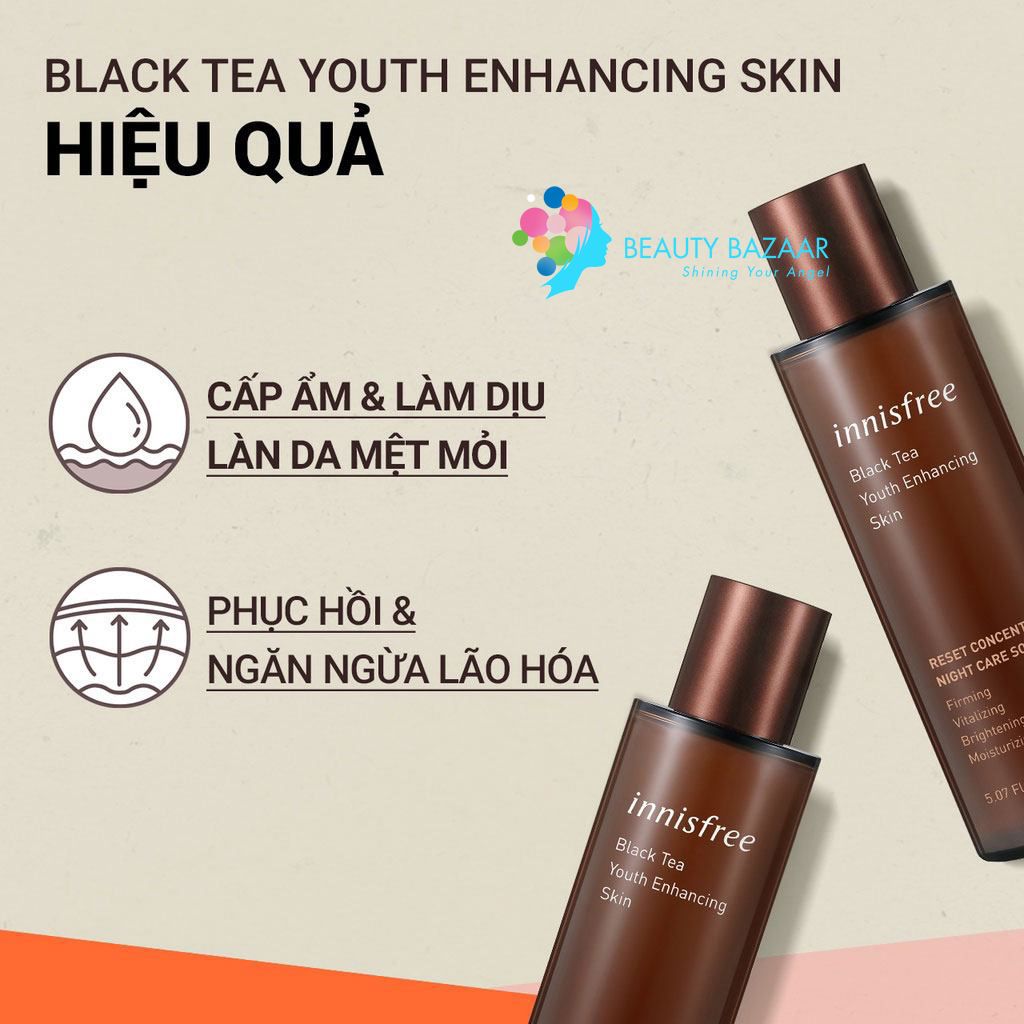 Nước hoa hồng chống lão hóa Innisfree Black Tea Youth Enhancing Skin 150ml