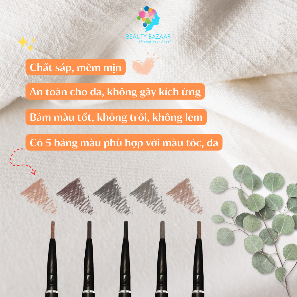 Chì kẻ mày màu đen nâu xám chống thấm nước mềm mịn bền màu lâu trôi Lebelage Auto Eyebrow Soft - Hàn Quốc