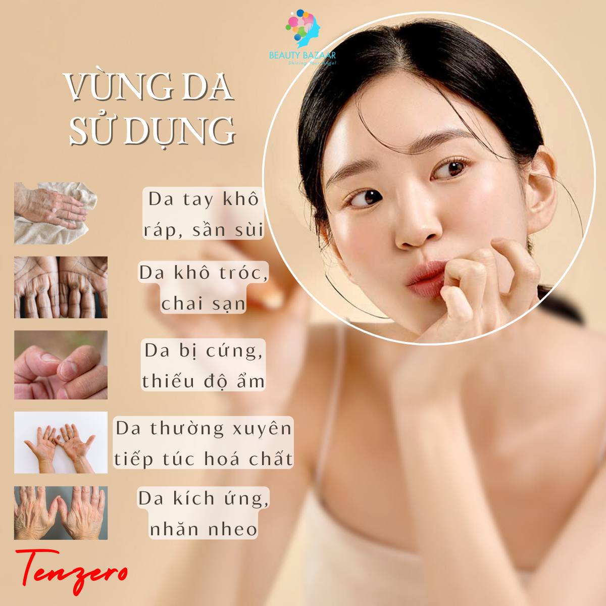 Kem dưỡng tay Tenzero Touch Hand Cream dưỡng da tay trắng mịn hương dịu nhẹ Hàn Quốc 50ml