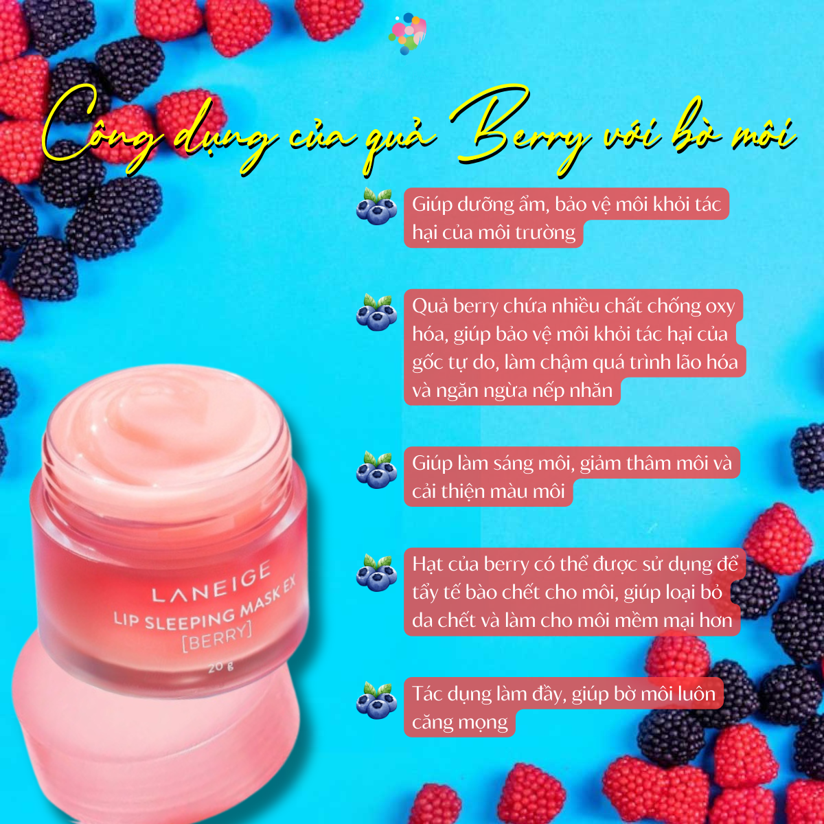 Mặt nạ môi dưỡng ẩm giảm khô thâm môi Laneige Lip Sleeping Mask Berry 20g