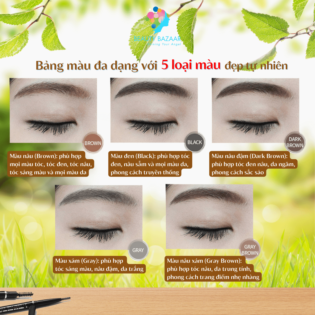 Chì kẻ mày màu đen nâu xám chống thấm nước mềm mịn bền màu lâu trôi Lebelage Auto Eyebrow Soft - Hàn Quốc