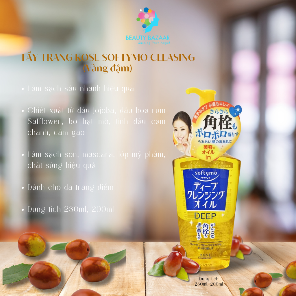 Tẩy trang sạch sâu dịu nhẹ cho da dầu mụn da khô da nhạy cảm Kose Softymo Cleansing dạng nước và dầu tẩy trang - Nhật Bản 230ml 200ml