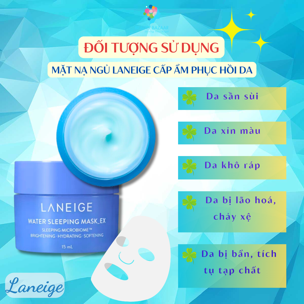(Mini size) Mặt nạ ngủ cấp nước Laneige Water Sleeping Mask 15ml