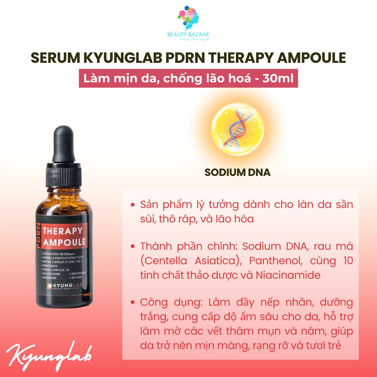 Serum KyungLab HA B5 TRX Acnes PDRN bộ tinh chất cấp ẩm dưỡng trắng phục hồi chống lão hoá Hàn Quốc 30ml 50m