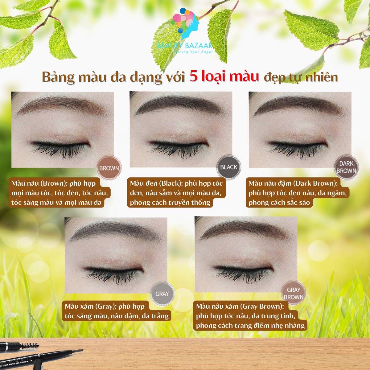 Chì kẻ mày màu đen nâu xám chống thấm nước mềm mịn bền màu lâu trôi Lebelage Auto Eyebrow Soft - Hàn Quốc
