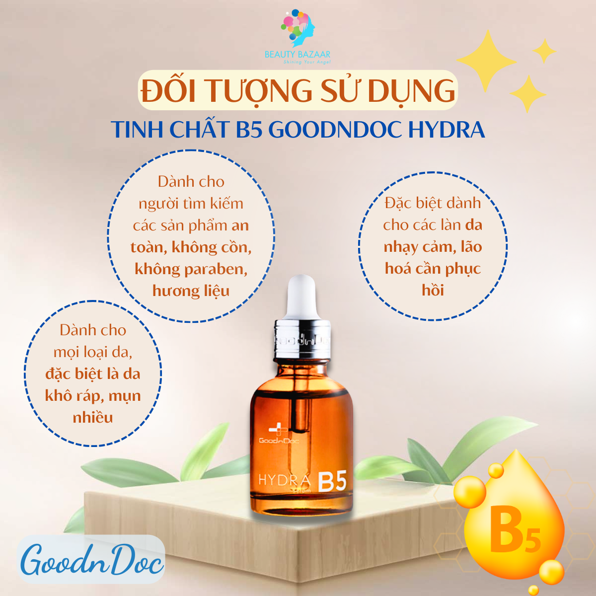 Tinh chất B5 dưỡng ẩm phục hồi bề mặt da GoodnDoc Hydra B5 Serum Vitamin Hydra B5 Pro Vitamin B5