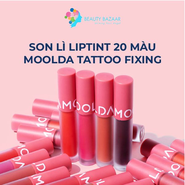 Son Tint Lì Lâu Trôi Dưỡng Ẩm Không Chì 20 Màu Moolda Tattoo Fixing Lip Tint