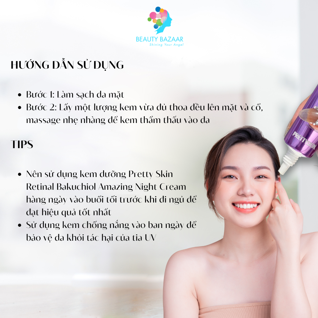 Kem dưỡng ẩm, phục hồi, trẻ hóa làn da Pretty Skin Retinal Bakuchiol Amazing Night Cream - Hàn Quốc 30ml