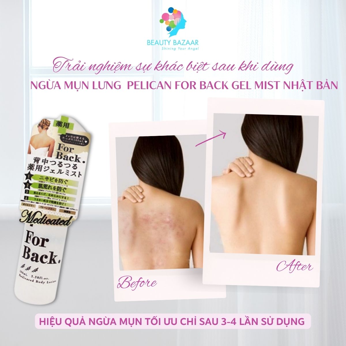 Xịt dưỡng da làm giảm mụn vùng lưng Pelican For Back Gel Mist dạng gel xịt thẩm thấu nhanh Nhật Bản 100ml