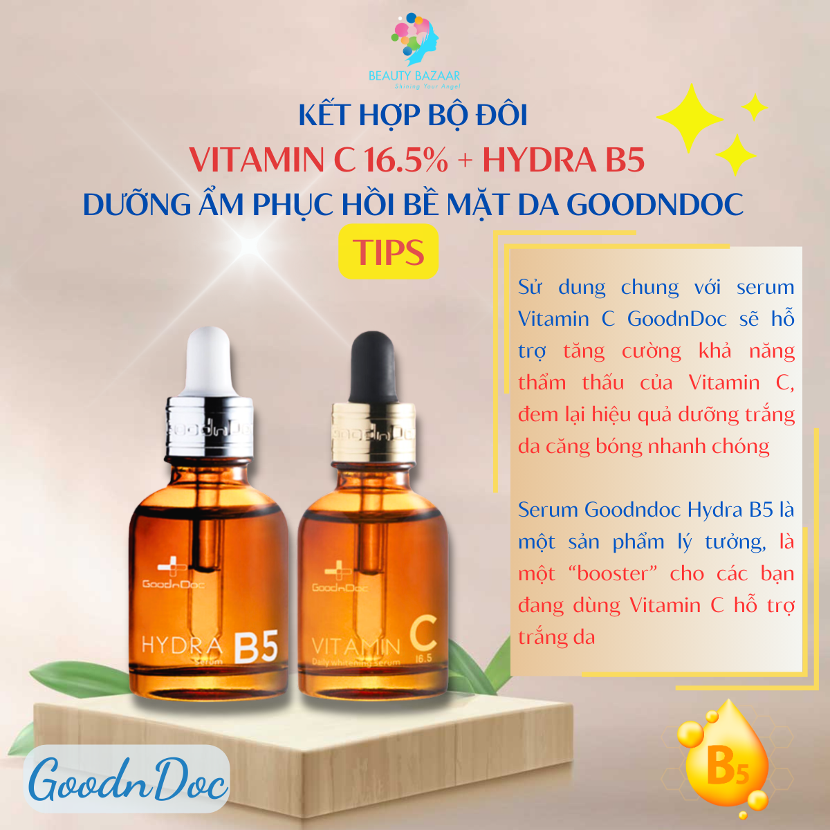 Tinh chất B5 dưỡng ẩm phục hồi bề mặt da GoodnDoc Hydra B5 Serum Vitamin Hydra B5 Pro Vitamin B5