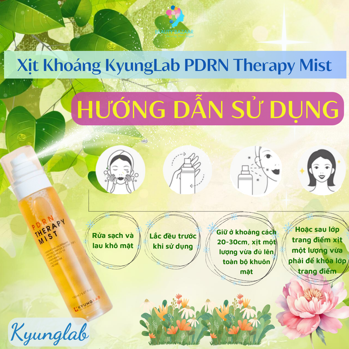 Xịt khoáng dưỡng ẩm chống lão hoá tái tạo phục hồi da KyungLab PDRN Therapy Mist 150ml Hàn Quốc chính hãng – 150ml