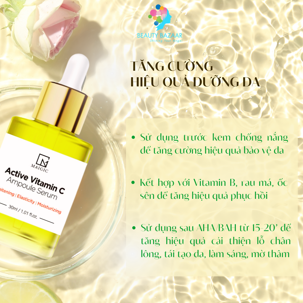 Serum Vitamin C Maigic Active Vit C Ampoule dưỡng trắng da mờ thâm giảm mụn