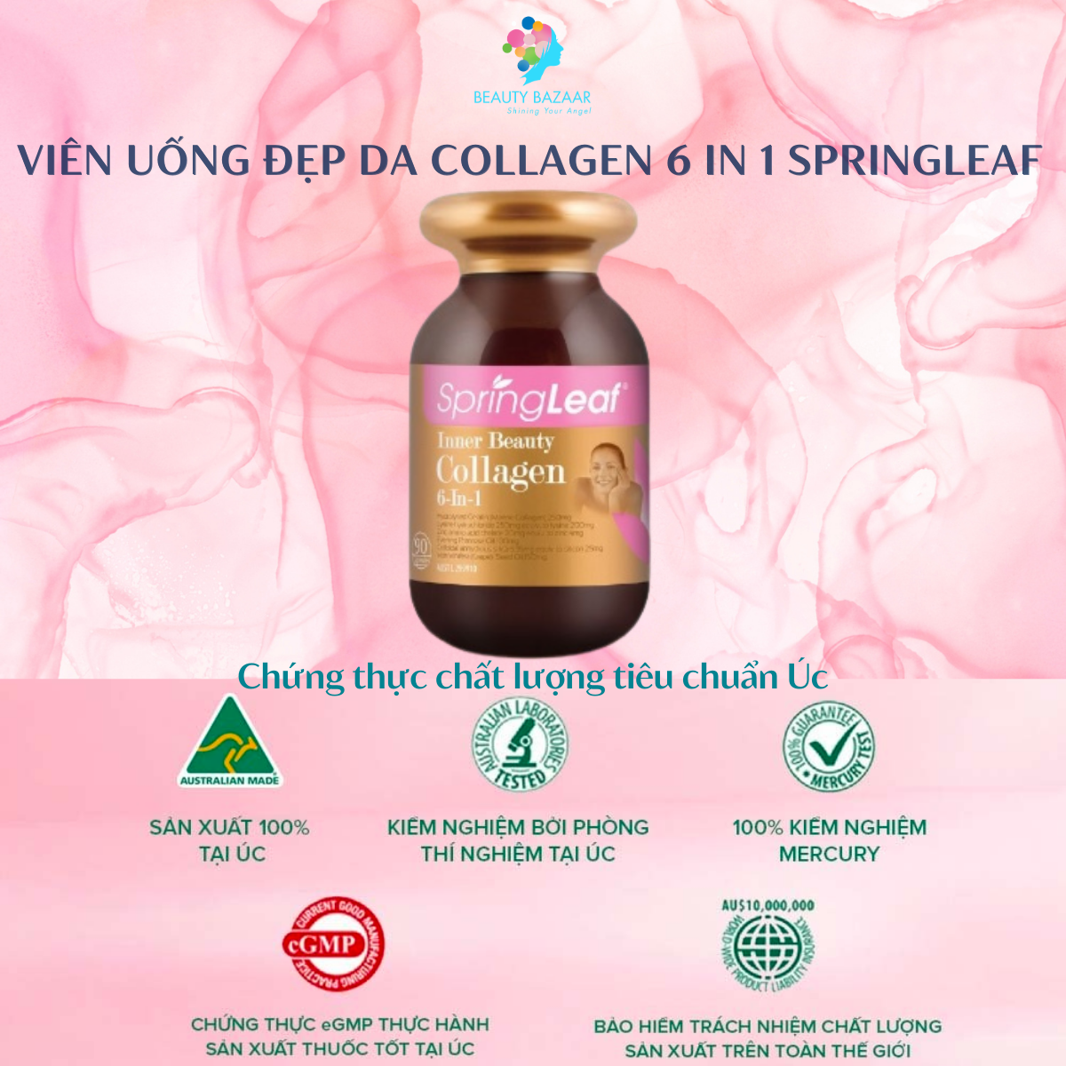 Viên uống collagen Springleaf Inner Beauty Collagen 6-In-1 Advanced