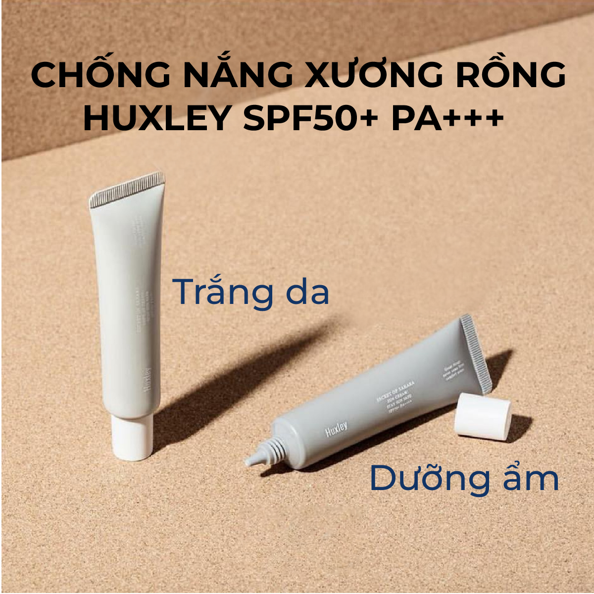 Kem Chống Nắng Thiên Nhiên Nâng Tone Dưỡng Ẩm Huxley Sun Cream SPF50+ PA+++, Huxley Tone Up Sun Safe SPF50+ PA+++ Cho Da Dầu Mụn, Da Khô 35ml