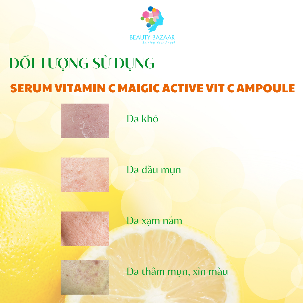 Serum Vitamin C Maigic Active Vit C Ampoule dưỡng trắng da mờ thâm giảm mụn
