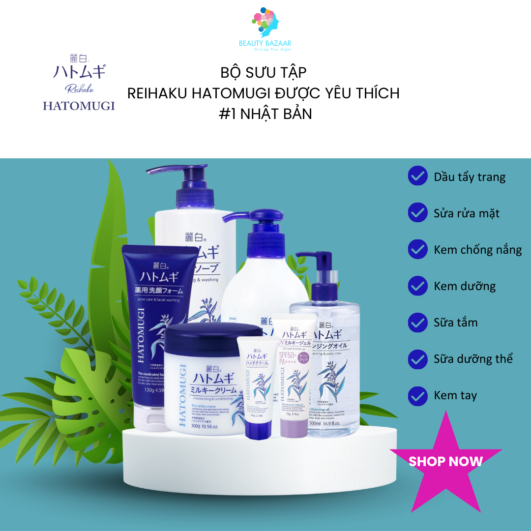 Sữa Rửa Mặt Trị Mụn Chiết Xuất Ý Dĩ Nhật Bản Hatomugi Acne Care & Facial Washing 130g