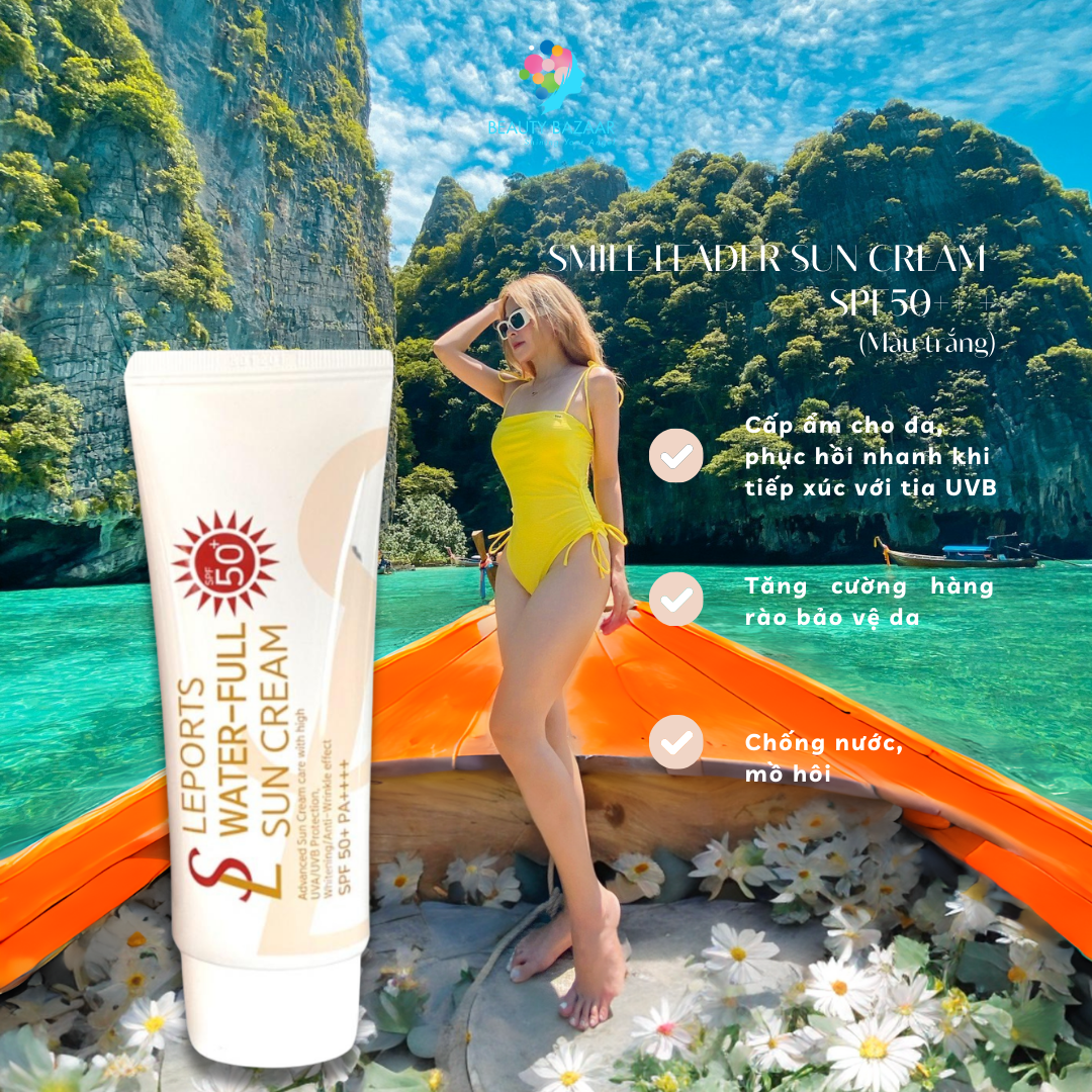 Kem chống nắng nâng tone Smile Leader Sun Cream SPF50+ cho da dầu mụn và da khô 60ml