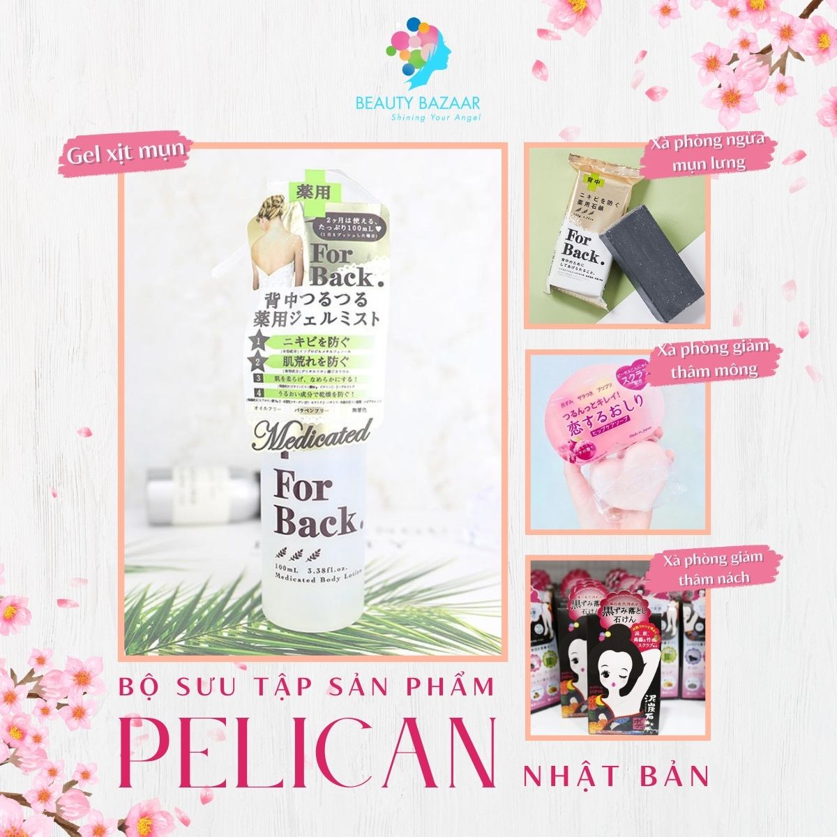 Xịt dưỡng da làm giảm mụn vùng lưng Pelican For Back Gel Mist dạng gel xịt thẩm thấu nhanh Nhật Bản 100ml