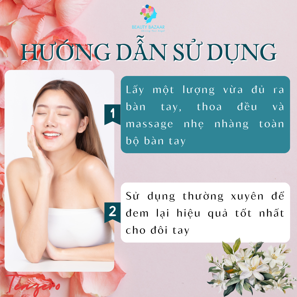 Kem dưỡng tay Tenzero Touch Hand Cream dưỡng da tay trắng mịn hương dịu nhẹ Hàn Quốc 50ml