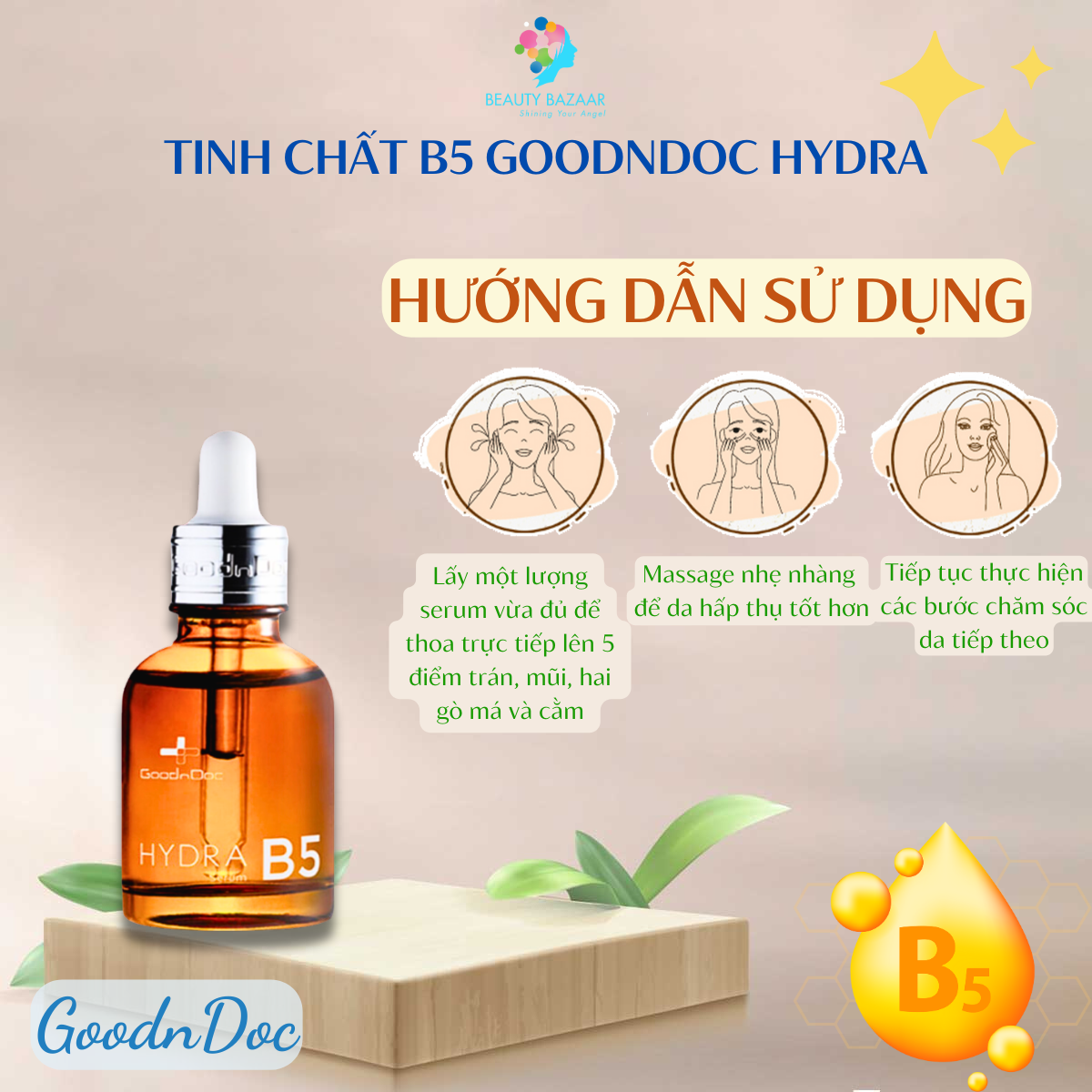 Tinh chất B5 dưỡng ẩm phục hồi bề mặt da GoodnDoc Hydra B5 Serum Vitamin Hydra B5 Pro Vitamin B5