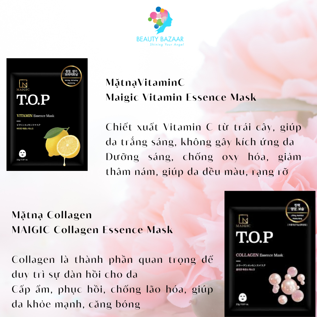 Mặt nạ giấy dưỡng ẩm, trắng da, phục hồi da Maigic T.O.P Essence Mask - Hàn Quốc