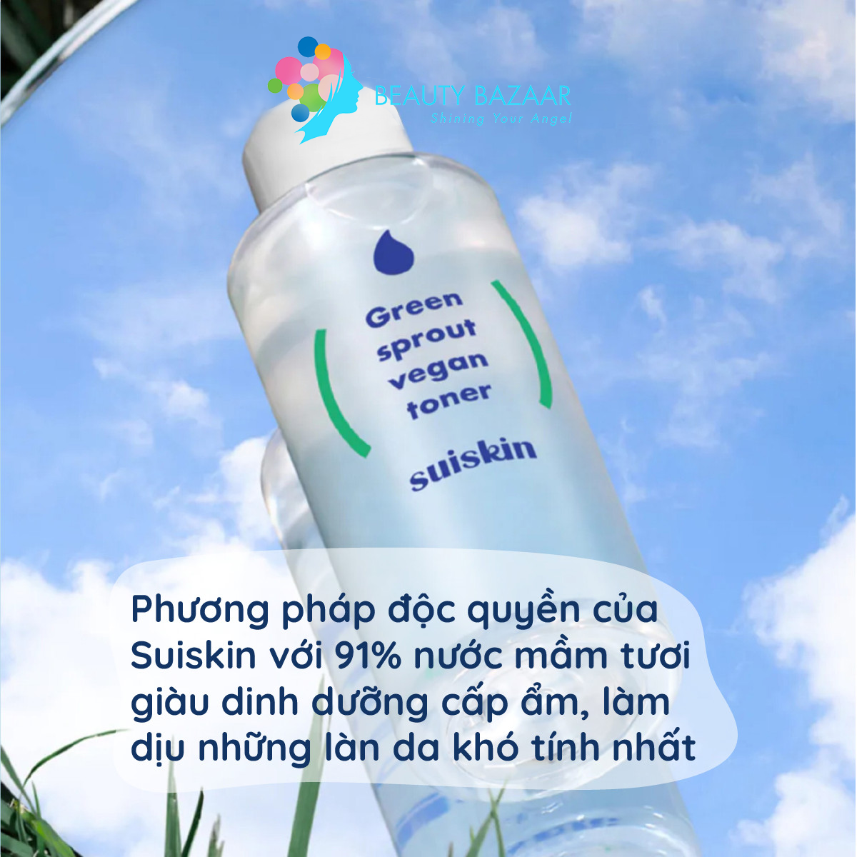 Toner Nước Mầm Giữ Ẩm Tẩy Tế Bào Chết Ngăn Ngừa Mụn Suiskin Green Sprout Vegan