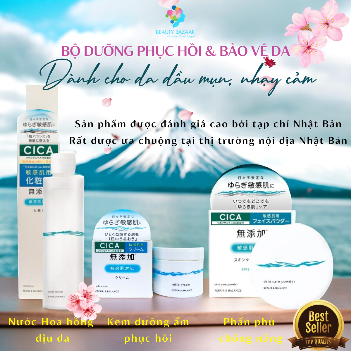 Phấn phủ nâng tone chống nắng che phủ Meishoku Repair and Balance Skin Care Powder SPF32 PA+++ - Nhật Bản
