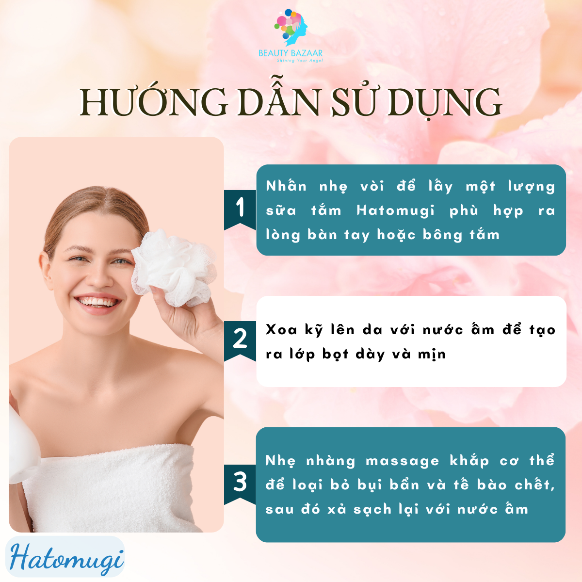 Sữa tắm trắng da toàn thân lưu hương thơm lâu chiết xuất ý dĩ Hatomugi Body Wash - Nhật Bản 600ml 800ml