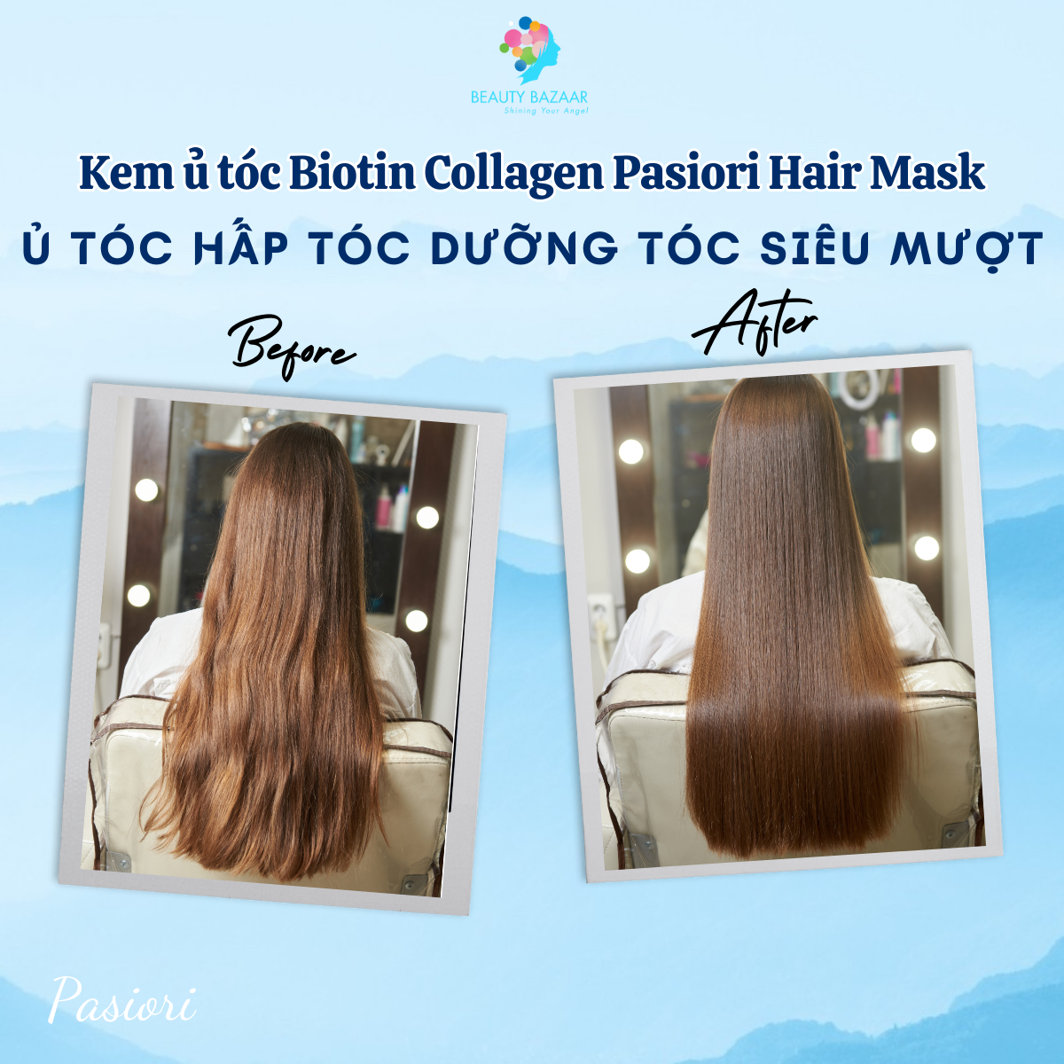 Kem ủ tóc dầu ủ tóc hấp tóc dưỡng tóc siêu mượt Biotin Collagen Pasiori Hair Mask 500ml