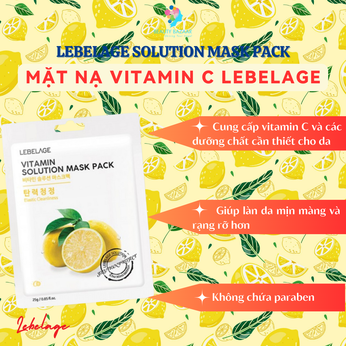 Mặt nạ Hàn Quốc trắng da cấp ẩm giảm mụn phục hồi da Lebelage Solution Mask Pack