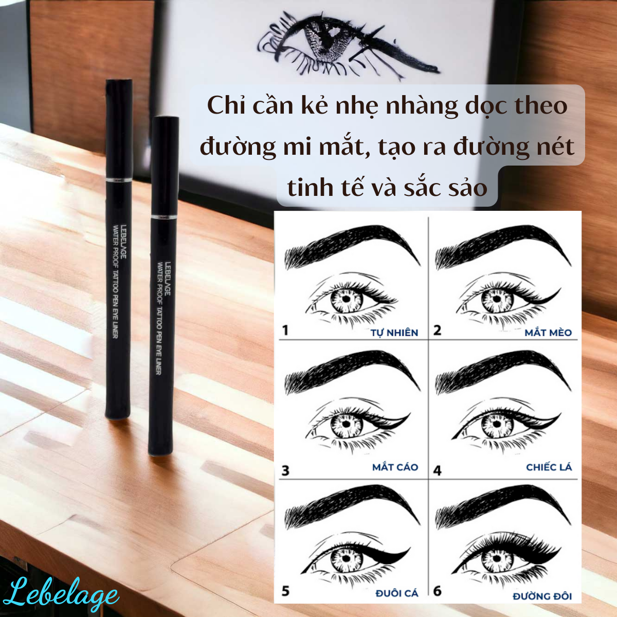 Bút kẻ mắt lâu trôi nhanh khô chất lì chống thấm nước mềm mịn Lebelage Waterproof Eyeliner - Hàn Quốc
