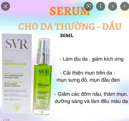 Tinh Chất Giảm Mụn Làm Mờ Thâm Sạm Và Mềm Mịn Da SVR Sebiaclear Serum 30ml