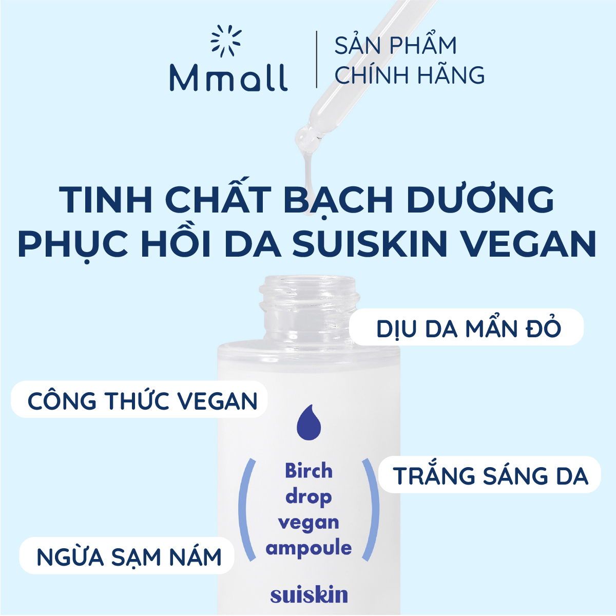 Tinh Chất Bạch Dương Giảm Mụn, Phục Hồi Da Suiskin Birch Drop Vegan Ampoule