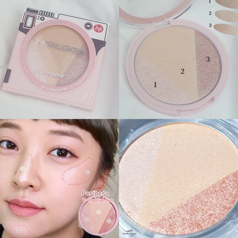 Phấn Bắt Sáng 3 Màu Ánh Nhũ Peripera Ink V Highlighter 9.5g